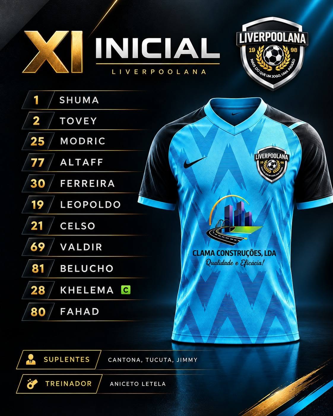 XI Inicial Liverpoolana Kit Azul